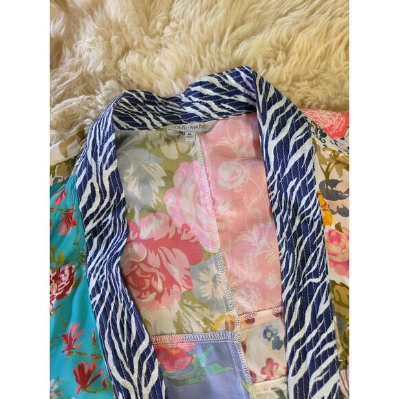 John Mark Floral Kimono Patchwork & Embroidered Size XL Viscose - Picture 6 of 16